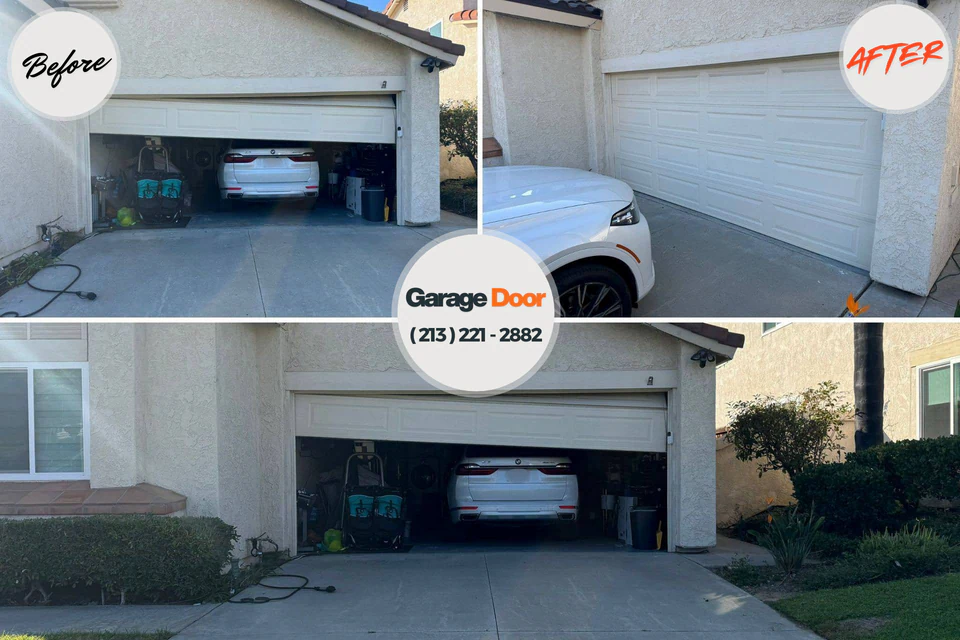 Before and after: garage door repair Elkhorn, WI